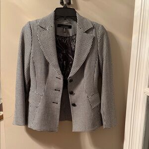 Women's Black and White Houndstooth Blazer 0P